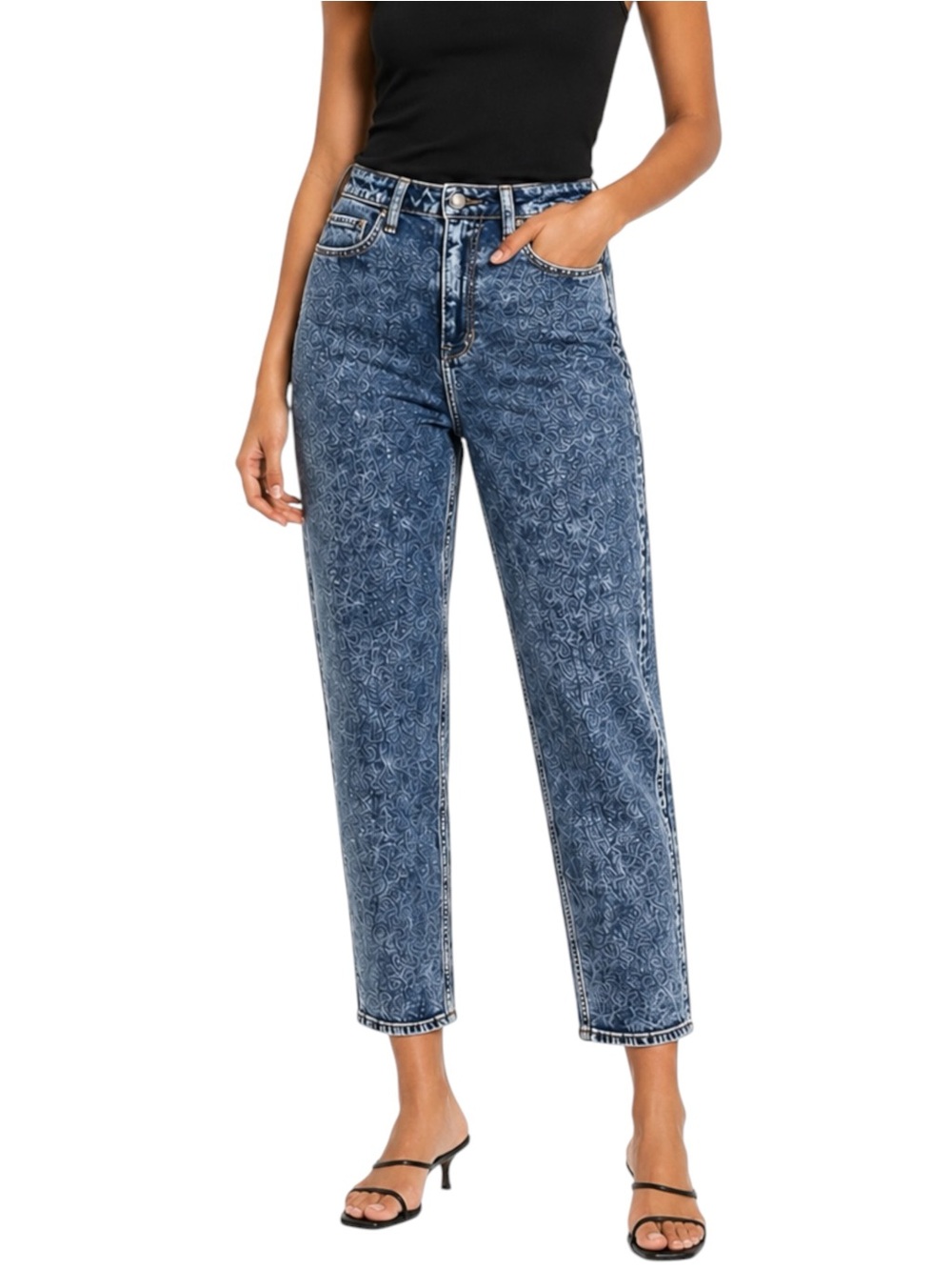 HOLLISTER Ultra High-Rise Mom Jean Vintage Stretch Acid Wash US 4 Small